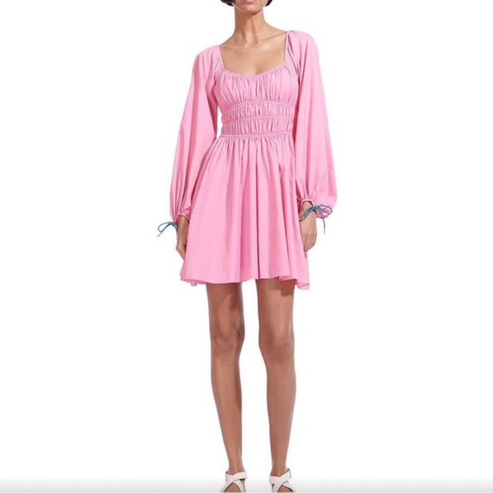 STAUD Pink Gathered Dress